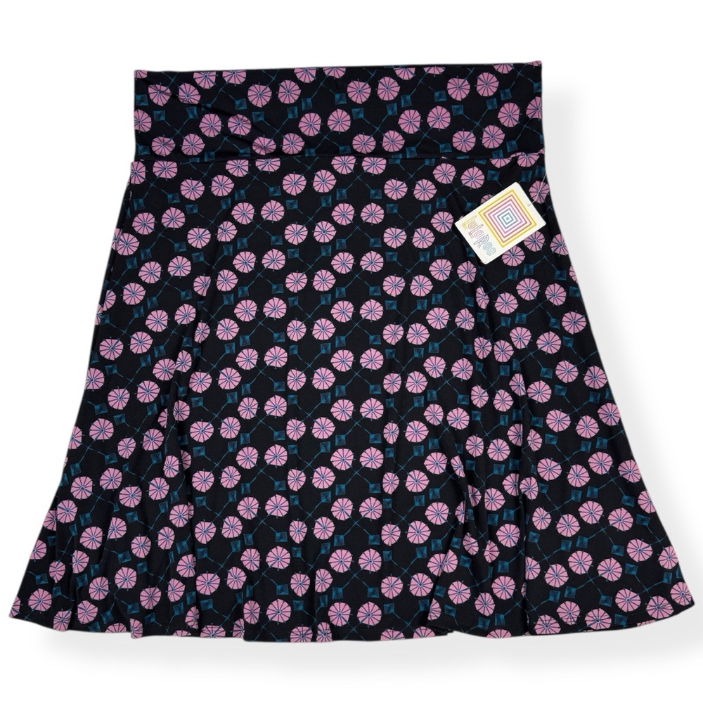 LuLaRoe Azure A-line Skirt Womens Size 3XL Black Pink Blue Geo Stretchy NWT